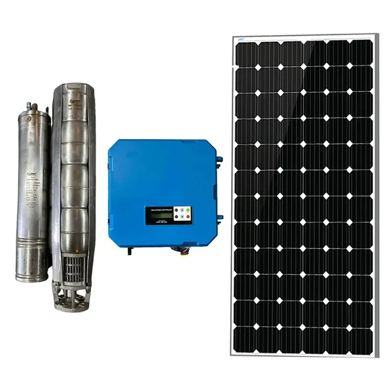 Amrut Energy 10 HP 30 m Oil Filled Solar Submersible Pump With Controller & 545 W*20 Monocrystalline Solar Panel