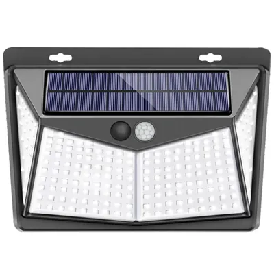 Giga Watts GW-613 208 LED Solar Wall Light with 5.5 V Panel Sensor 1200mAh Li-ion Battery for Yard & Outdoor (Cool White)