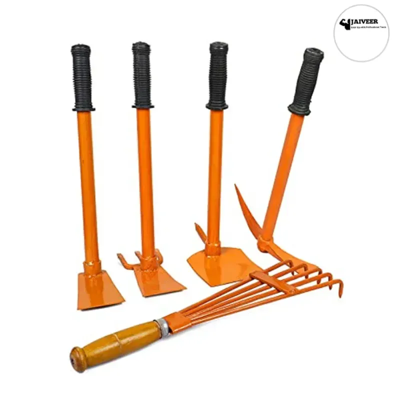 Jaiveer Garden Tools Set of a Spade, Pronged Hoe, Pickaxe, 3-Pronged Hoe, Multi Tine Cultivator, 5 Tools