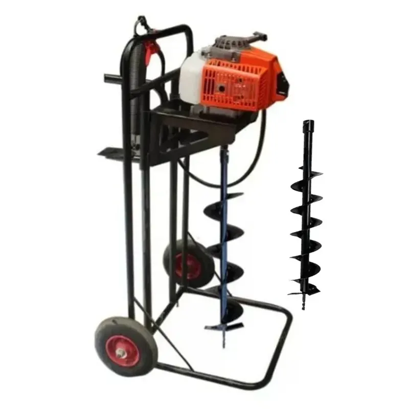SPRAYMAN 68 CC Stand Trolley Earth Auger with 4 & 6 Inch Bits, 2 Stroke Post Hole Digger SEA-7000PT