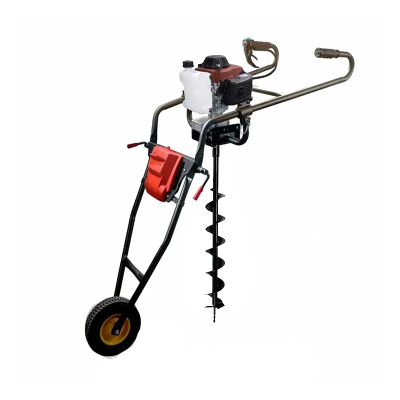 SPRAYMAN 82 CC 4 Stroke Petrol Trolley Earth Auger with 4 Inch Bit, Soil Drilling Machine SEA-7500T