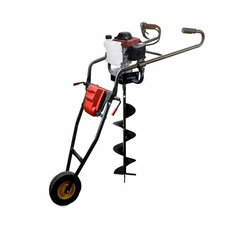 SPRAYMAN 82 CC 4 Stroke Petrol Trolley Earth Auger with 8 Inch Bit, Soil Drilling Machine SEA-7500T