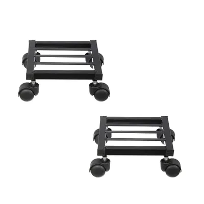 Premium Heavy Duty Square Metal Plant Stands with Wheels for Garden & Home Decor (Pack of 2)