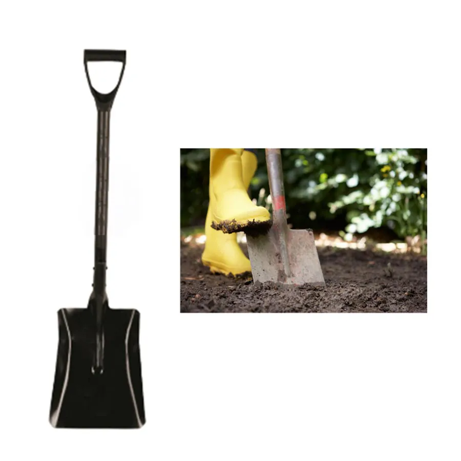 Unison Square Shovel or Digging Hoe with Steel Handle for Gardening