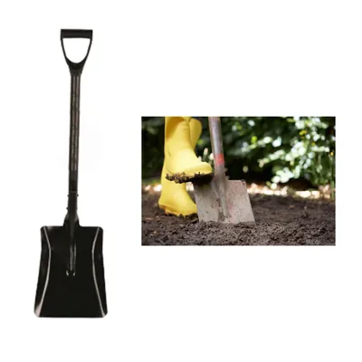 Square Shovel or Digging Hoe with Steel Handle for Gardening