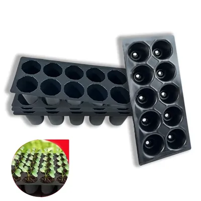 Siddhi Agritech 10 Cavities (Round Shape) Reusable Plastic Seedling Tray for Nursery and Gardening (Pack of 25 pieces)