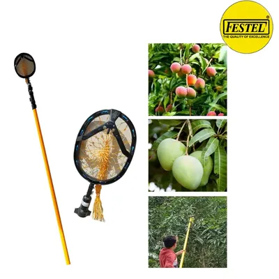 FESTEL Telescopic Pole with Fruit Picking Basket, 4 to 12 ft Extendable Pole