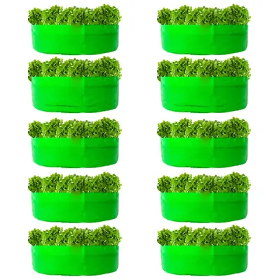 Shiv Biotech 250 GSM 10 pieces HDPE Round Shape Reusable Grow Bag, Suitable for Gardening and Nursery (Size-15 x 6 Inch)