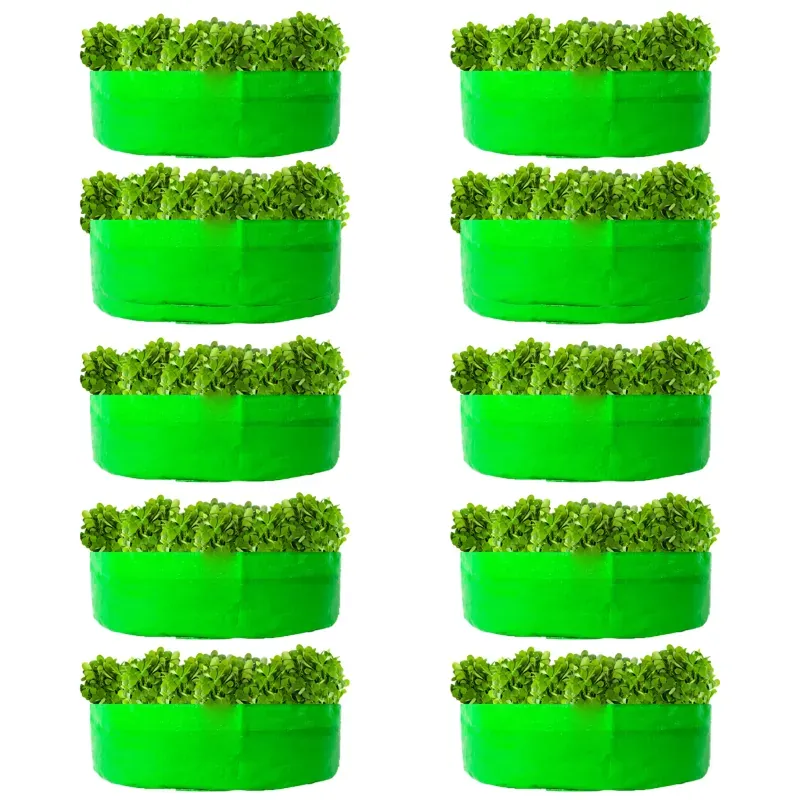 Shiv Biotech 250 GSM 10 pieces HDPE Round Shape Reusable Grow Bag, Suitable for Gardening and Nursery (Size-15 x 6 Inch)