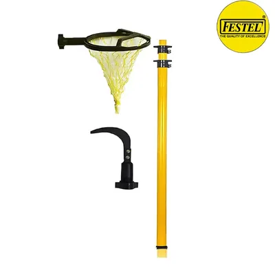 FESTEL Shock Proof Multipurpose 6-18 ft Extendable Pole with 2 Attachments (Coconut Plucker and Mango Fruit Picker)