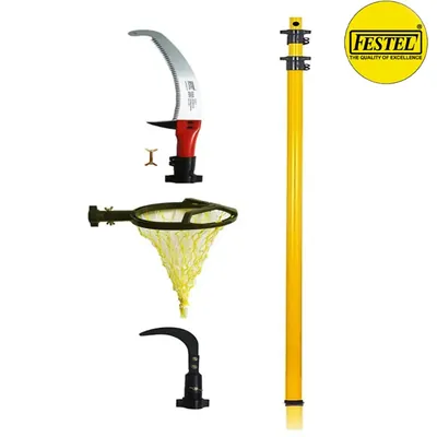 FESTEL Multipurpose Fiberglass Telescopic Pole of 8 to 24 ft with 3 Attachments