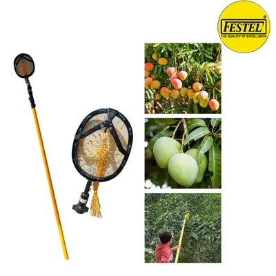 FESTEL Telescopic Pole with Fruit Picking Basket, 7 to 24 ft Extendable Pole