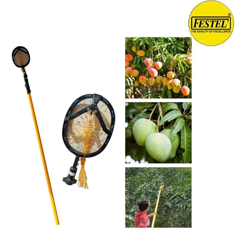 FESTEL Telescopic Pole with Fruit Picking Basket, 7 to 24 ft Extendable Pole