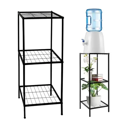 Ecofynd 3 Tier Metal Stand, Used as a 20 Litre Bottle Holder/Plant Holder for Home & Kitchen (BS-PS037-BLK)