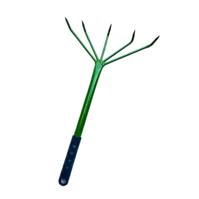 Heavy Duty 5-Teeth Mild Steel Hand Rake, Used for Garden Weeding, Cultivating & Leveling Soil