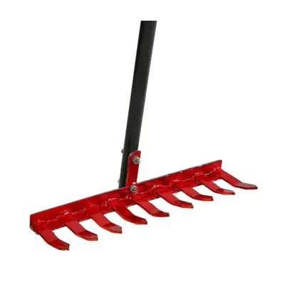 Heavy Duty Garden Rake with 9 Curved Steel Tines Durable Handle With Anti-Rust Coating For Gardening & Farming