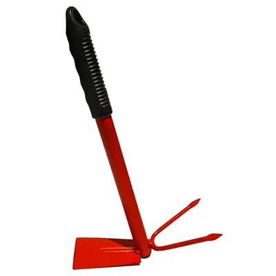 Heavy Duty Multipurpose "U" Bend 12 Inch Long Handle Double Pin Garden Hand Hoe, Strong, Durable Steel Planter Accessories