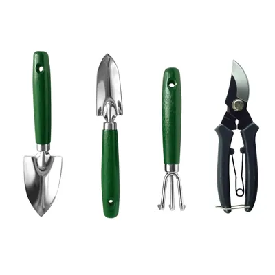 Jaiveer Mini Garden Tools, Bypass Florist Pruner, Transplanter, Trowel and Cultivator, Used for Small-Scale Gardening (Pack of 4)