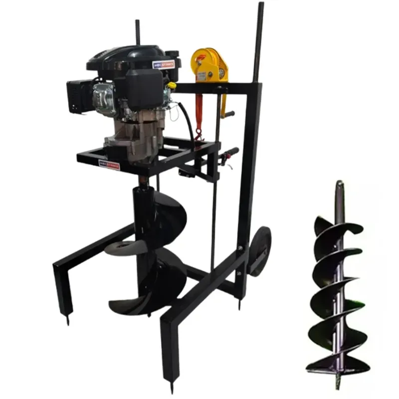 MECSTROKE Heavy Duty 4 Stroke 196 CC Commercial Trolley Earth Auger, Post Hole Digger With 8 & 12 Inch Double Spiral Bit