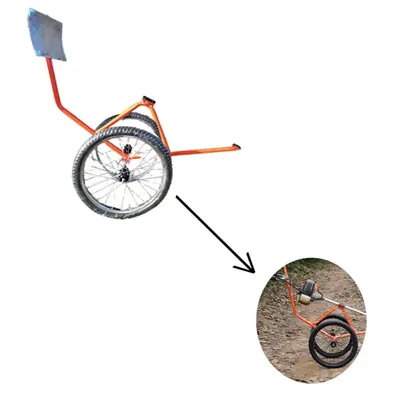 Heavy Duty Mild Steel Trolley Type Attachment for Sidepack Brush Cutter, Length 53 Inch, Height 14.5 Inch