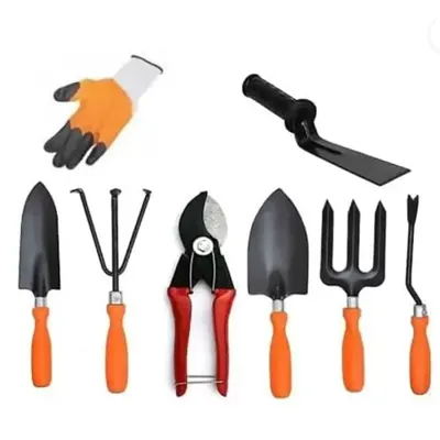 AGT Garden Tools Combo Kit of 5 Tools Trowel Set, a Double-Cut Garden Cutter, a 3 Inch Khurpi and Gardening Gloves (8 Tools