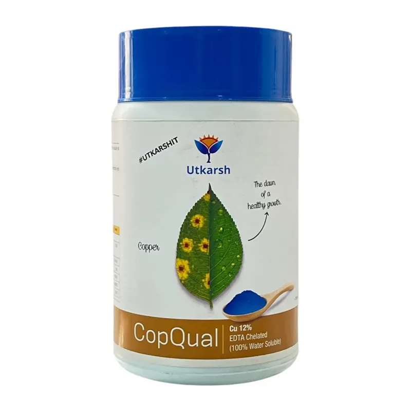 Utkarsh CopQual (Copper, Cu 12% EDTA Chelated, 100 % Water Soluble Foliar Spray Fertilizer), 500 g
