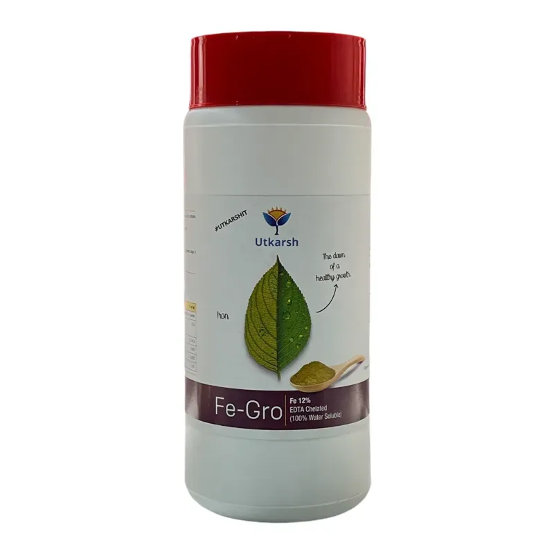Utkarsh FeGro (Iron-Fe-12% EDTA Chelated, 100% Water Soluble Foliar Spray Fertilizer) for Chlorophyll Synthesis, 1 kg (Pack-1 x 1 kg)