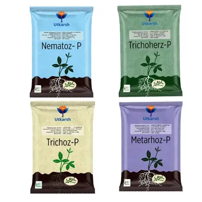 Utkarsh Nematodes & Fungus Control Combo Pack, Nematoz-P(250g) + Trichoherz-P(250g) + Trichoz-P(250g) + Metarhoz-P(250g)
