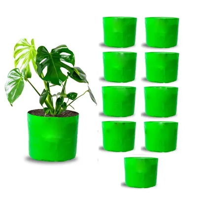 Shiv Biotech 250 GSM 10 pieces HDPE Round Shape Reusable Grow Bag, Suitable for Gardening and Nursery (Size-6 x 6 Inch)