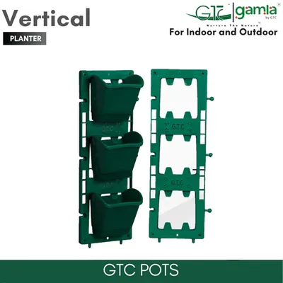 GTC 6 Inchx18 Inch Hanging Modern Vertical Planters Set of 5 Panel and 15 Pots for Stylish Spaces, Home Decoration, Gardens (Color-Green)