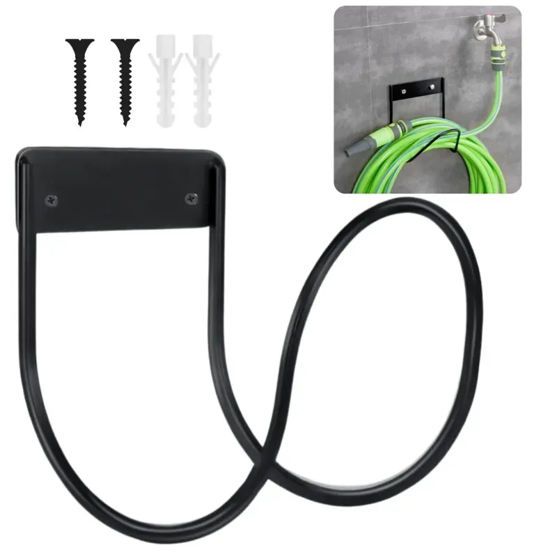 Ecofynd HOSE004-BLK Garden Hose Hanger, Heavy Duty Wall Mounted Watering Hose Holders, Garden Pipe Holder Hook