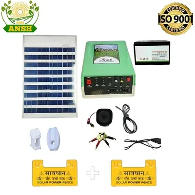 AGRIANSH 18 KV Solar Zatka Machine for 100 Acre with Siren, Cable, Battery Connector and Warning Plate