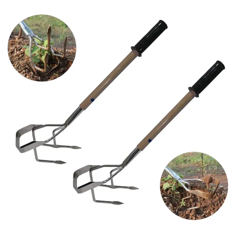 REDBUILD 2 in 1 Hand Weeder with 1 ft Handle, Rust Proof, Hand Weeder for Gardening (Pack Of 2)