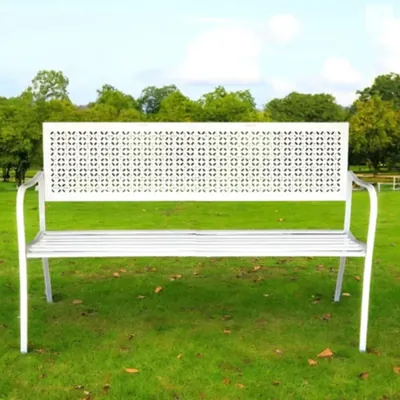 Ecofynd White 2 Seater Garden Bench 1.8 ft (D) X 3.2 ft (W) X 3.1 ft (H) Waterproof Seating Bench for Indoor & Outdoor