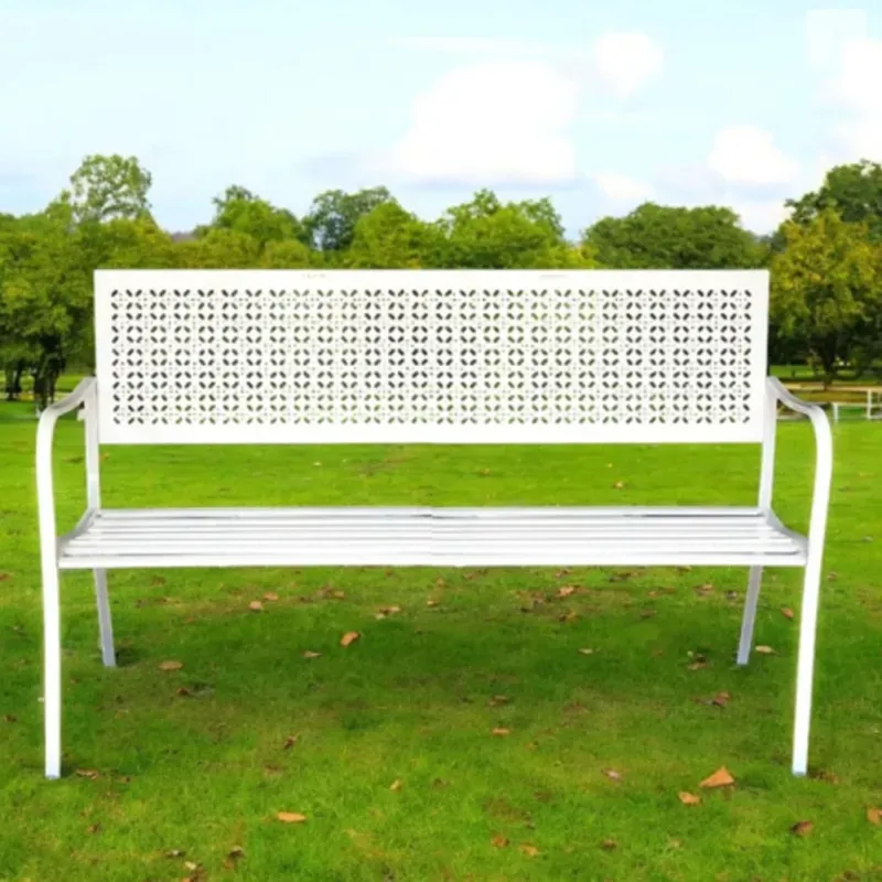 Ecofynd White 3 Seater Garden Bench 1.8 ft (D) X 4.1 ft (W) X 3.1 ft (H) Waterproof Seating Bench for Indoor & Outdoor