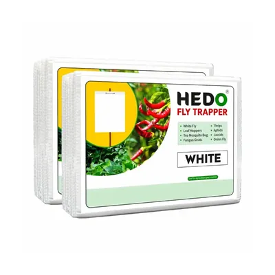 Hedo Eco A5 Size White Sticky Trap, Double Sided High Tack Glue Sheets for Sucking Pest Control Against Flower Thrips (Pack-2 (50 Pcs))