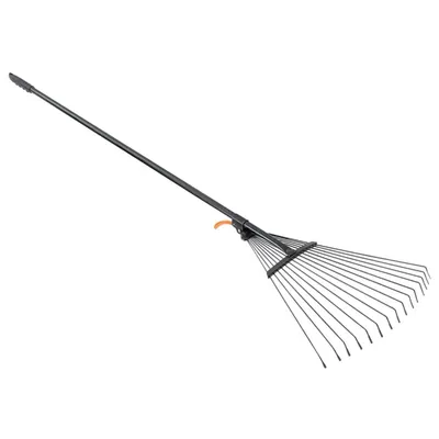 FALCON FSBR-48 Garden Rake with Adjustable Spring Tines Telescopic Handle Garden Tool for Quick Clean Up of Lawn & Yard