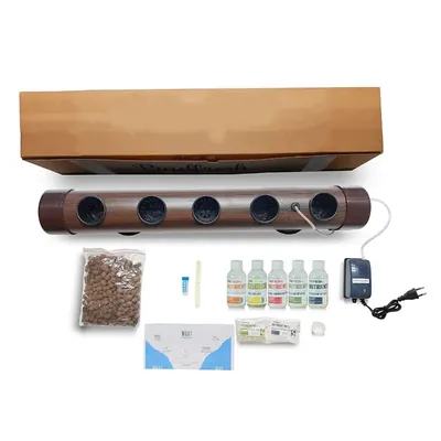 PINDFRESH 5 Plants Hydroponics Kit For Indoor & Outdoor Set-Up (Wood Finish Dark)