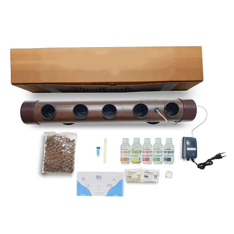 PINDFRESH 5 Plants Hydroponics Kit For Indoor & Outdoor Set-Up (Wood Finish Dark)