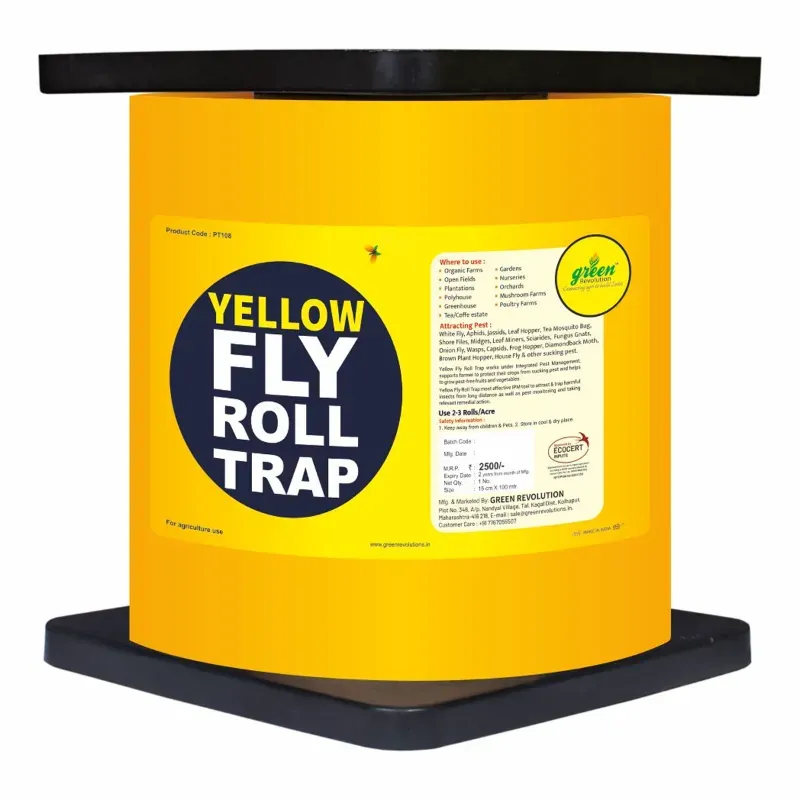 Green Revolution 15 cm x 100 m (Small) Yellow Sticky Roll for Controlling White Fly, Aphids, Jassids