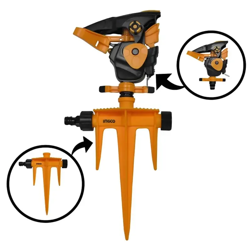 INGCO HPS13601, 3/4 Inch Plastic Auto Gear Sprinkler Tool Adaptor (360 Degree Rotary Function)