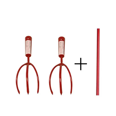 Heavy Duty 2 Pieces of 3 Tine Hand Rake with 2 ft Handle, Garden Tool Kit