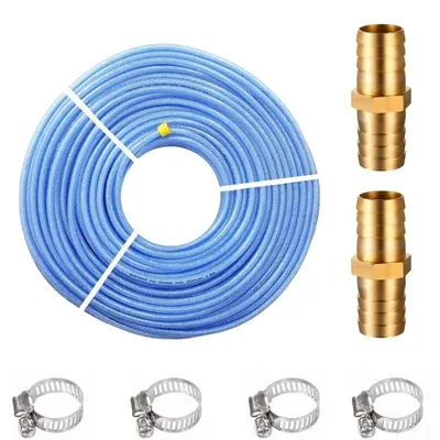 AGRIANSH 8 mm, 3 Layer Threaded Pvc Braided 100 m Hose Pipe With Jointer & Clamps for Garden, Car Wash & Cleaning