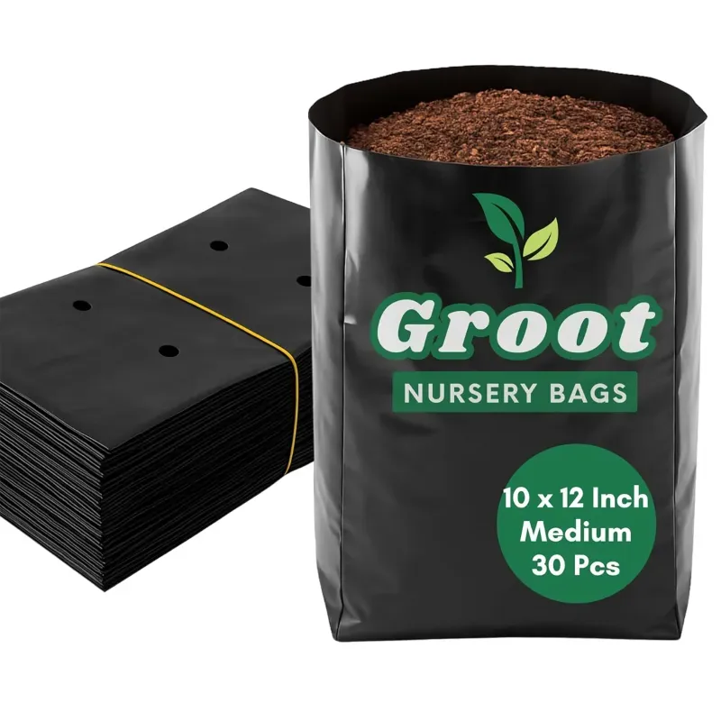 Groot 10 x 12 Inch Nursery Bags for Plants, Medium (Black), Pack of 30