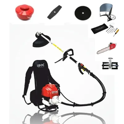 RBD 35 CC 4-Stroke Backpack 5-in-1 Grass Cutter with Tiller & Chainsaw Attachments