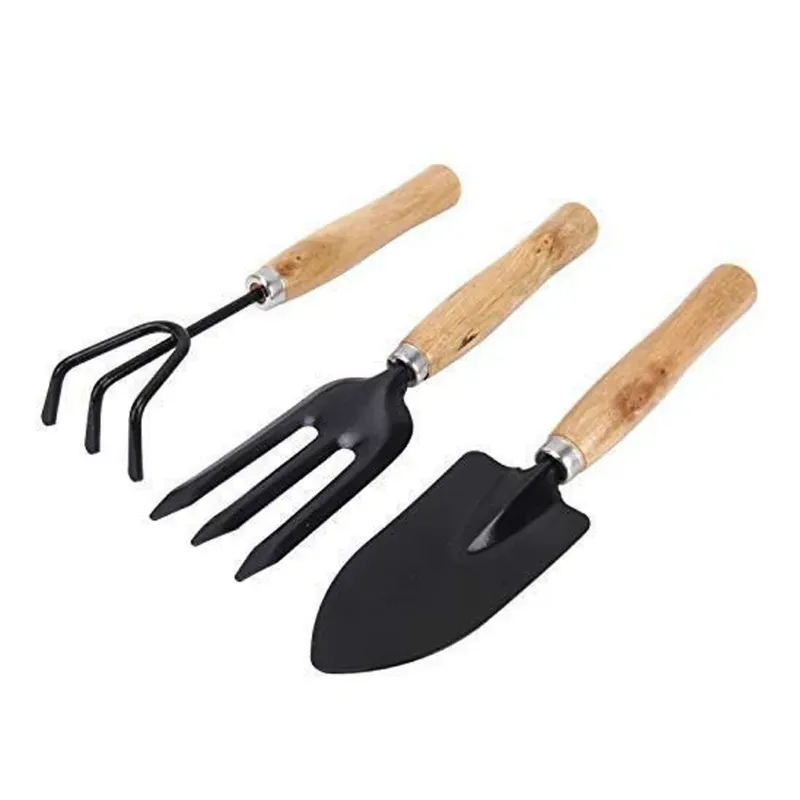 AGT Set of 3 Garden Tools Combo, Trowel, Cultivator and Garden Fork (Pack of 2, 6 Tools)
