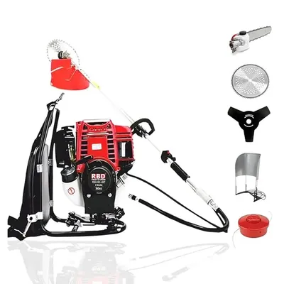 RBD Powerful 50 CC 4-Stroke Backpack Brush Cutter with Chainsaw Attachment for Trees