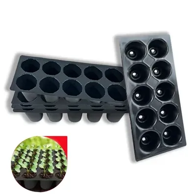 Siddhi Agritech 10 Cavities (Round Shape) Reusable Plastic Seedling Tray for Nursery and Gardening (Pack of 100 pieces)