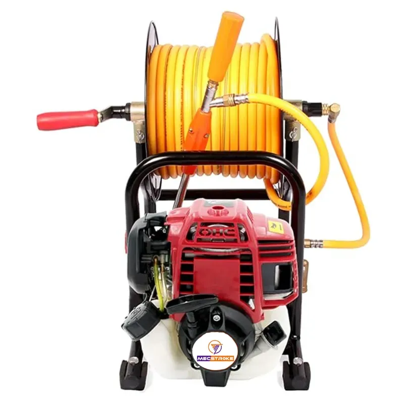 MECSTROKE Portable Power Sprayer with 4 Stroke 35 CC Petrol Engine With 50 m Hose Pipe and Hose Reel Stand