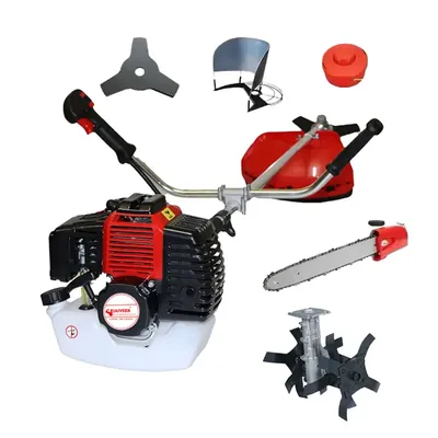Jaiveer 5 in 1, 2 Stroke 52 CC Sidepack Premium Brush Cutter with Tiller & Polesaw Attachment